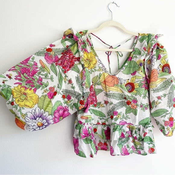 Love The Label Floral Print Women's Top Great Condition Size Small 100% Cotton - Picture 5 of 9